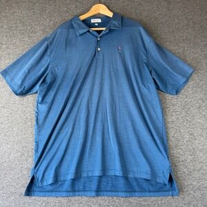 Peter Millar Summer Comfort Polo Shirt Mens XXL Blue Golf Flag Logo Performance